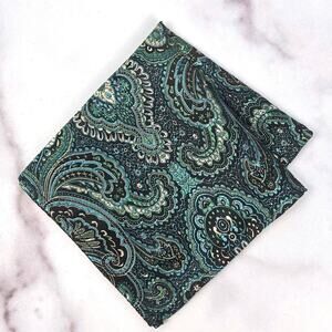 Paisley Pattern Pocket Square | Teal/Black